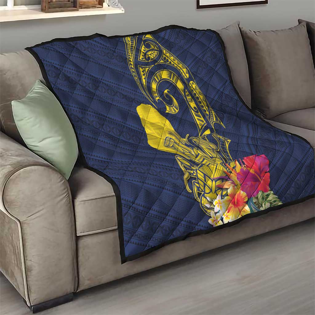 Niue Independence Day Quilt Hiapo Pattern Hibiscus Plumeria and Uga
