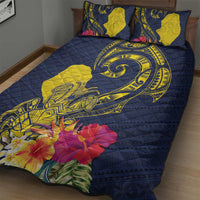 Niue Independence Day Quilt Bed Set Hiapo Pattern Hibiscus Plumeria and Uga LT03 - Polynesian Pride