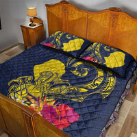 Niue Independence Day Quilt Bed Set Hiapo Pattern Hibiscus Plumeria and Uga LT03 - Polynesian Pride
