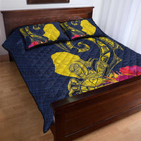 Niue Independence Day Quilt Bed Set Hiapo Pattern Hibiscus Plumeria and Uga LT03 - Polynesian Pride