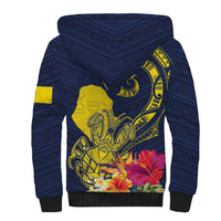 Niue Independence Day Sherpa Hoodie Hiapo Pattern Hibiscus Plumeria and Uga LT03 - Polynesian Pride