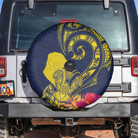 Niue Independence Day Spare Tire Cover Hiapo Pattern Hibiscus Plumeria and Uga LT03 Yellow - Polynesian Pride
