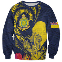 Niue Independence Day Sweatshirt Hiapo Pattern Hibiscus Plumeria and Uga LT03 Unisex Yellow - Polynesian Pride