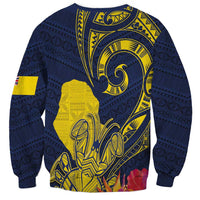 Niue Independence Day Sweatshirt Hiapo Pattern Hibiscus Plumeria and Uga LT03 - Polynesian Pride