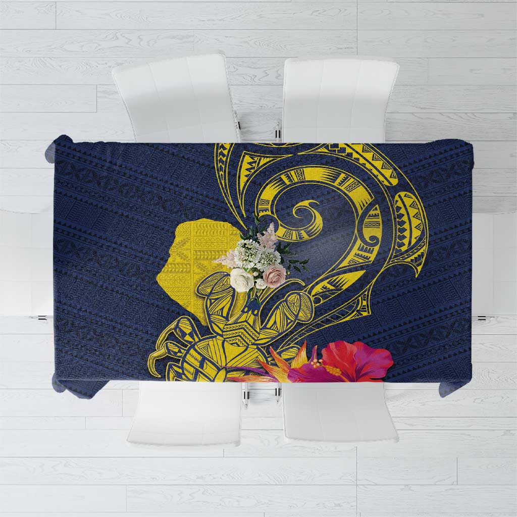 Niue Independence Day Tablecloth Hiapo Pattern Hibiscus Plumeria and Uga LT03 Yellow - Polynesian Pride
