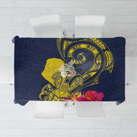 Niue Independence Day Tablecloth Hiapo Pattern Hibiscus Plumeria and Uga LT03 Yellow - Polynesian Pride