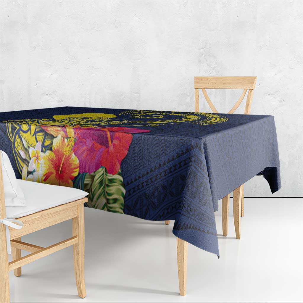 Niue Independence Day Tablecloth Hiapo Pattern Hibiscus Plumeria and Uga LT03 - Polynesian Pride