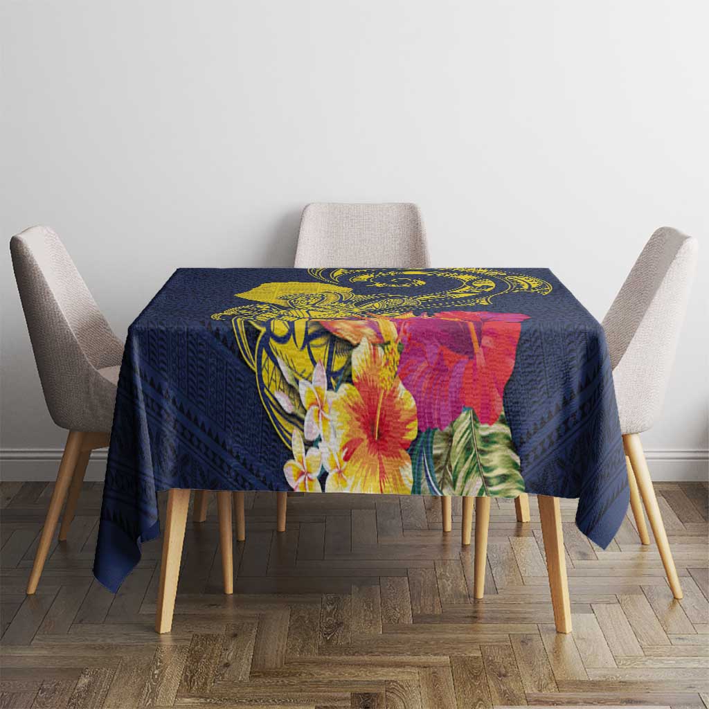 Niue Independence Day Tablecloth Hiapo Pattern Hibiscus Plumeria and Uga LT03 - Polynesian Pride