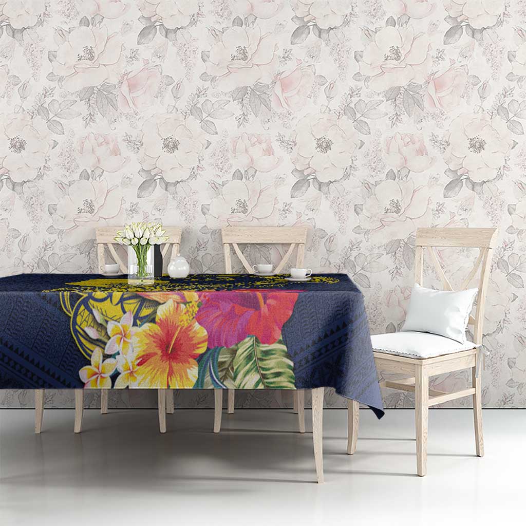 Niue Independence Day Tablecloth Hiapo Pattern Hibiscus Plumeria and Uga LT03 - Polynesian Pride