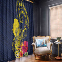 Niue Independence Day Window Curtain Hiapo Pattern Hibiscus Plumeria and Uga LT03 - Polynesian Pride