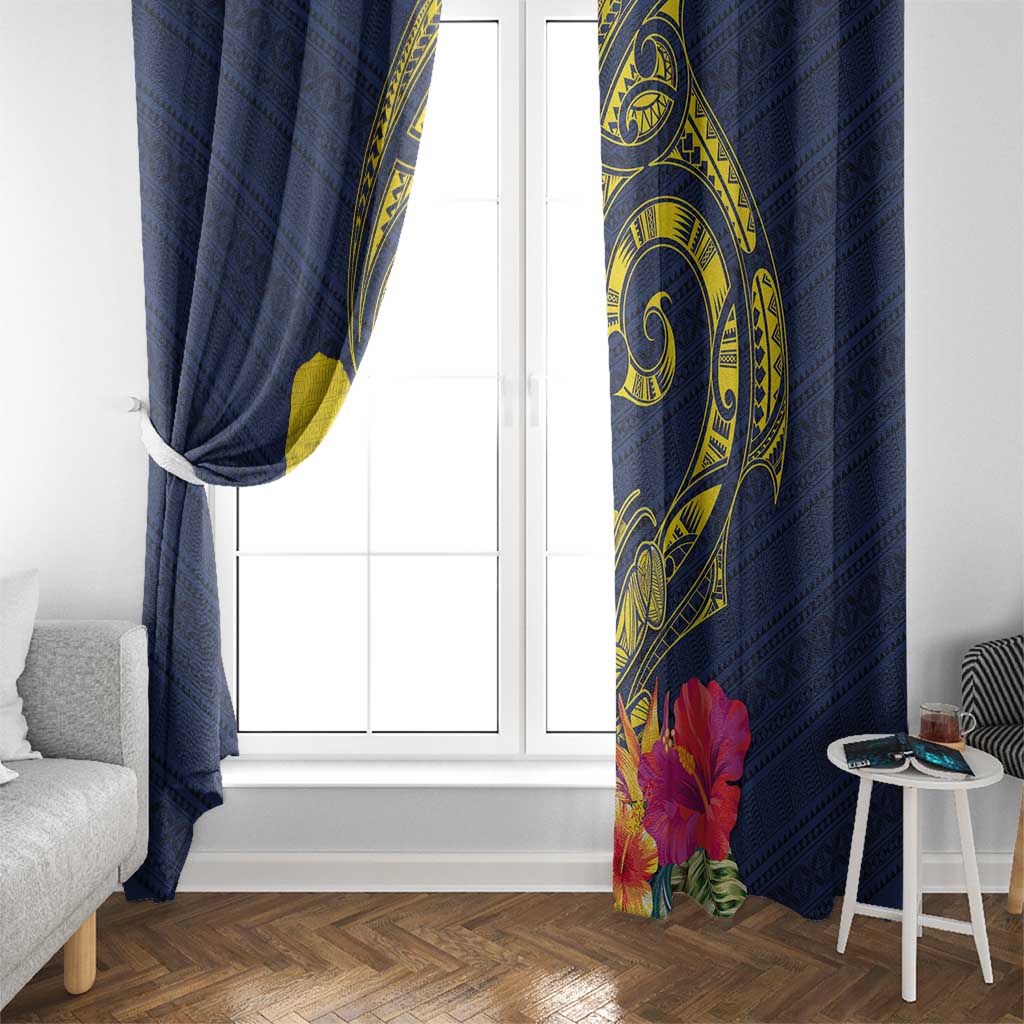 Niue Independence Day Window Curtain Hiapo Pattern Hibiscus Plumeria and Uga LT03 - Polynesian Pride