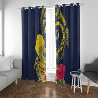 Niue Independence Day Window Curtain Hiapo Pattern Hibiscus Plumeria and Uga LT03 With Grommets Yellow - Polynesian Pride