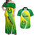 Enga Mioks Rugby Couples Matching Off Shoulder Maxi Dress and Hawaiian Shirt Papua New Guinea Polynesian Tattoo LT03 Green - Polynesian Pride