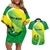 Enga Mioks Rugby Couples Matching Off Shoulder Short Dress and Hawaiian Shirt Papua New Guinea Polynesian Tattoo LT03 Green - Polynesian Pride