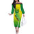 Enga Mioks Rugby Off The Shoulder Long Sleeve Dress Papua New Guinea Polynesian Tattoo LT03 Women Green - Polynesian Pride