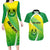 Custom Enga Mioks Rugby Couples Matching Long Sleeve Bodycon Dress and Hawaiian Shirt Papua New Guinea Polynesian Tattoo LT03 Green - Polynesian Pride