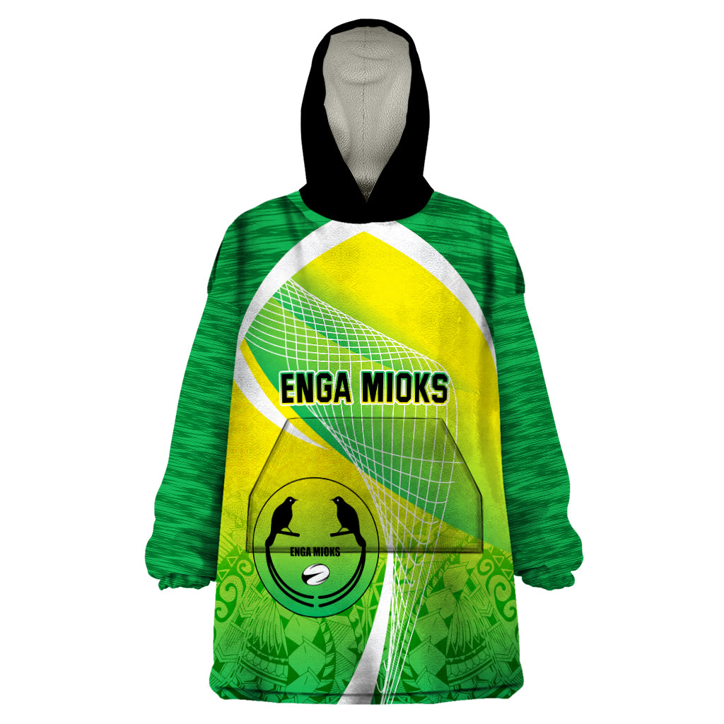 Custom Enga Mioks Rugby Wearable Blanket Hoodie Papua New Guinea Polynesian Tattoo LT03 One Size Green - Polynesian Pride