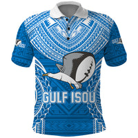 Gulf Isou Rugby Polo Shirt Papua New Guinea Polynesian Tattoo LT03 Blue - Polynesian Pride