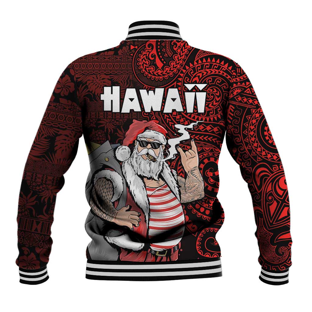Hawaii Aloha Santa Claus Funny Polynesian Tattoo Baseball Jacket Red Color LT03 - Polynesian Pride