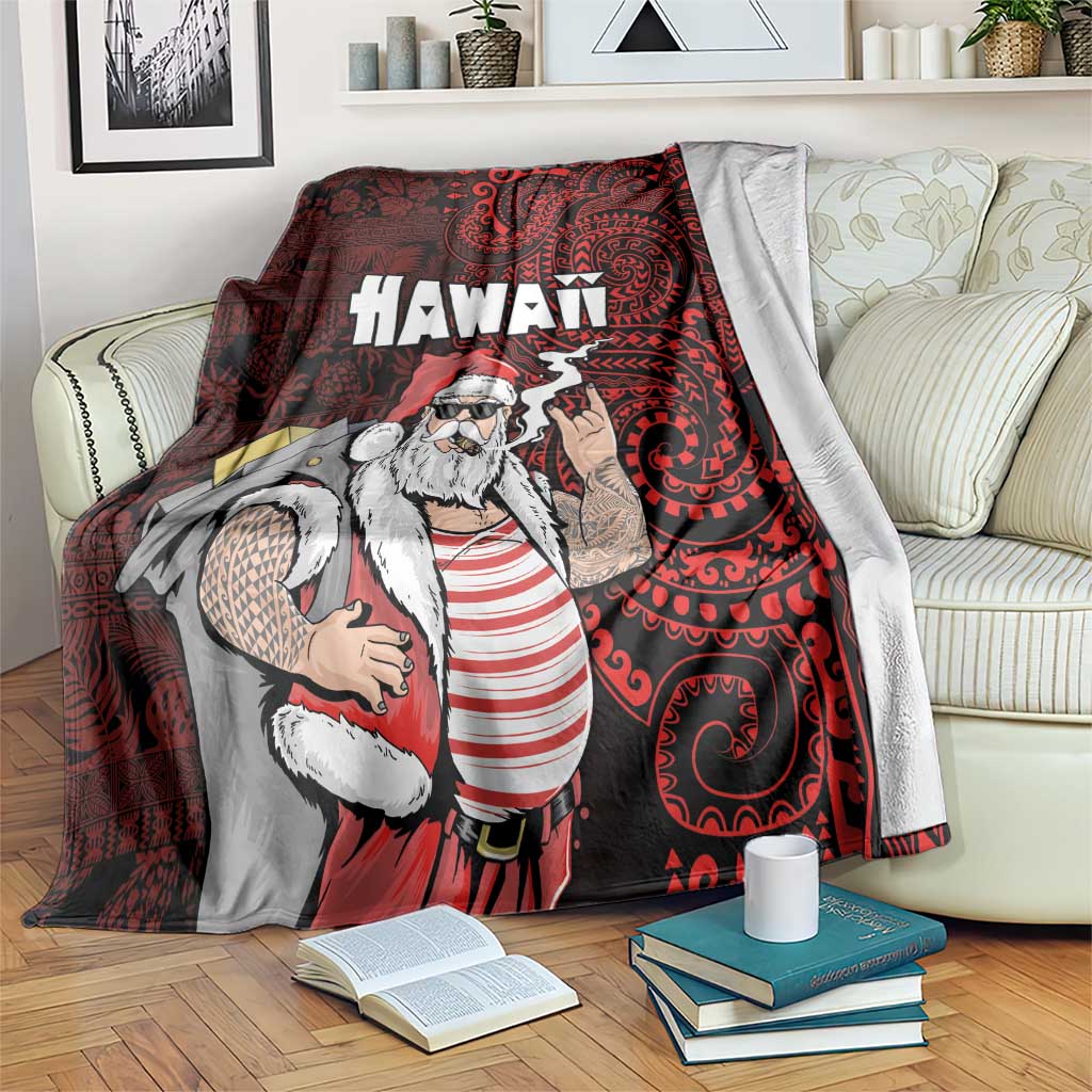 Hawaii Aloha Santa Claus Funny Polynesian Tattoo Blanket Red Color LT03 Red - Polynesian Pride