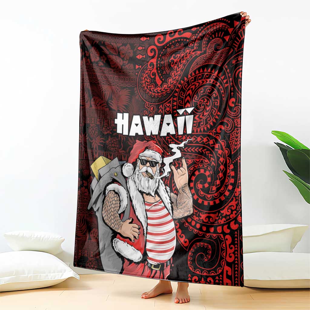 Hawaii Aloha Santa Claus Funny Polynesian Tattoo Blanket Red Color LT03 - Polynesian Pride