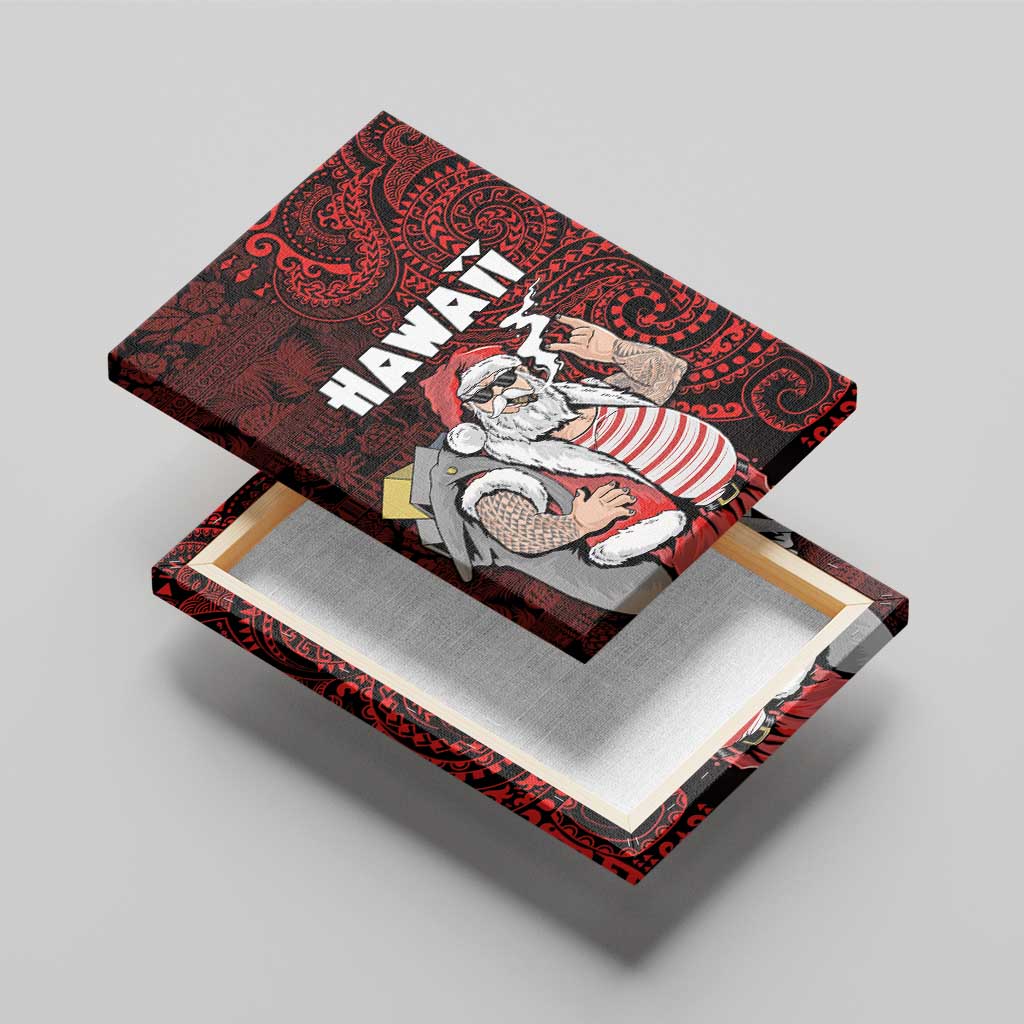 Hawaii Aloha Santa Claus Funny Polynesian Tattoo Canvas Wall Art Red Color LT03 - Polynesian Pride