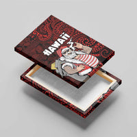 Hawaii Aloha Santa Claus Funny Polynesian Tattoo Canvas Wall Art Red Color LT03 - Polynesian Pride