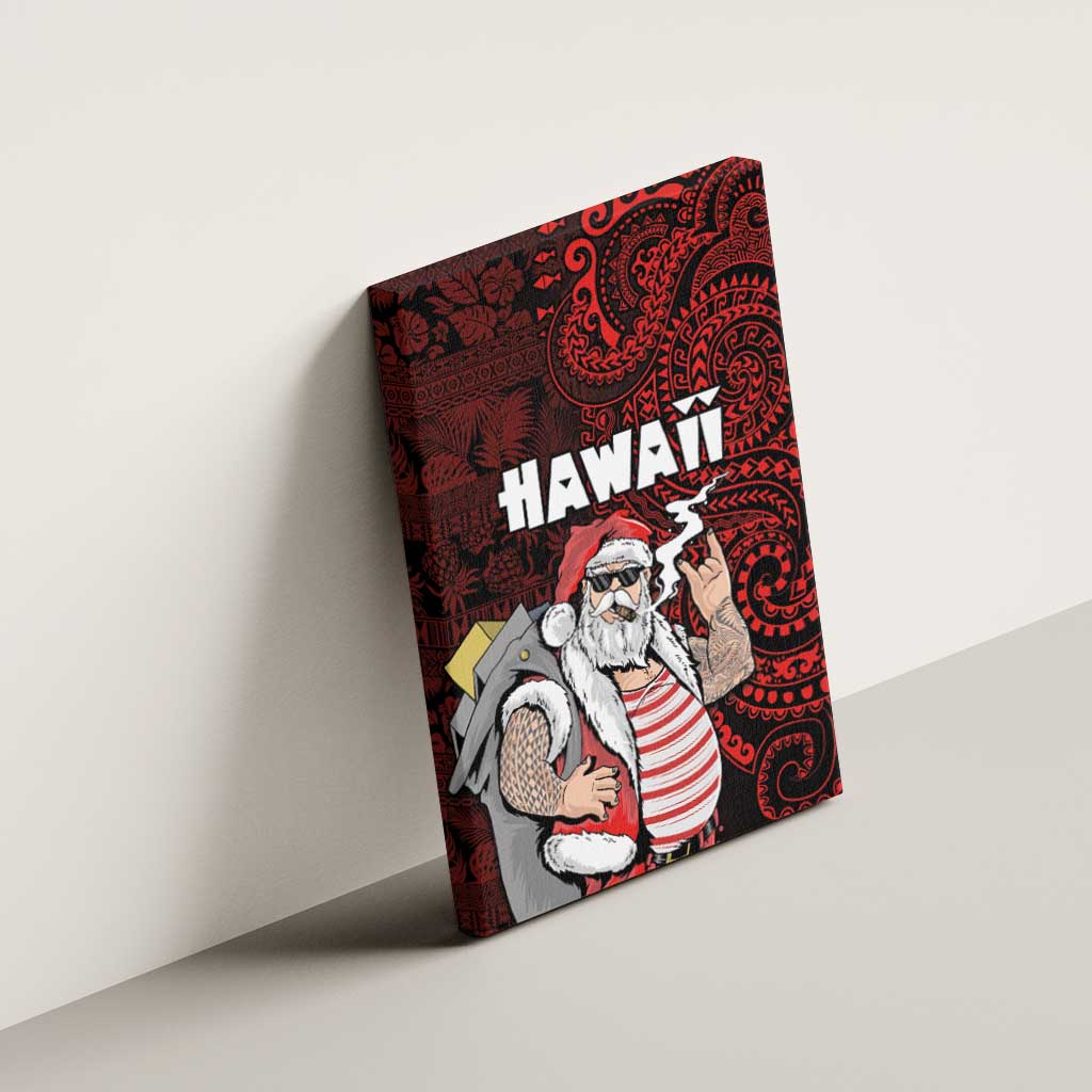 Hawaii Aloha Santa Claus Funny Polynesian Tattoo Canvas Wall Art Red Color LT03 - Polynesian Pride