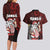 Hawaii Aloha Santa Claus Funny Polynesian Tattoo Couples Matching Long Sleeve Bodycon Dress and Hawaiian Shirt Red Color