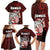 Hawaii Aloha Santa Claus Funny Polynesian Tattoo Family Matching Long Sleeve Bodycon Dress and Hawaiian Shirt Red Color