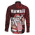 Hawaii Aloha Santa Claus Funny Polynesian Tattoo Family Matching Long Sleeve Bodycon Dress and Hawaiian Shirt Red Color