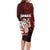 Hawaii Aloha Santa Claus Funny Polynesian Tattoo Family Matching Long Sleeve Bodycon Dress and Hawaiian Shirt Red Color