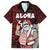 Hawaii Aloha Santa Claus Funny Polynesian Tattoo Family Matching Off The Shoulder Long Sleeve Dress and Hawaiian Shirt Red Color