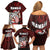 Hawaii Aloha Santa Claus Funny Polynesian Tattoo Family Matching Off Shoulder Short Dress and Hawaiian Shirt Red Color