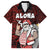 Hawaii Aloha Santa Claus Funny Polynesian Tattoo Family Matching Short Sleeve Bodycon Dress and Hawaiian Shirt Red Color