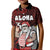 Hawaii Aloha Santa Claus Funny Polynesian Tattoo Kid Polo Shirt Red Color