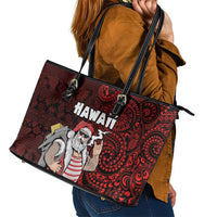Hawaii Aloha Santa Claus Funny Polynesian Tattoo Leather Tote Bag Red Color LT03 - Polynesian Pride