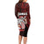 Hawaii Aloha Santa Claus Funny Polynesian Tattoo Long Sleeve Bodycon Dress Red Color