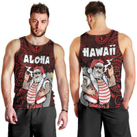 Hawaii Aloha Santa Claus Funny Polynesian Tattoo Men Tank Top Red Color LT03 - Polynesian Pride