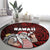 Hawaii Aloha Santa Claus Funny Polynesian Tattoo Round Carpet Red Color