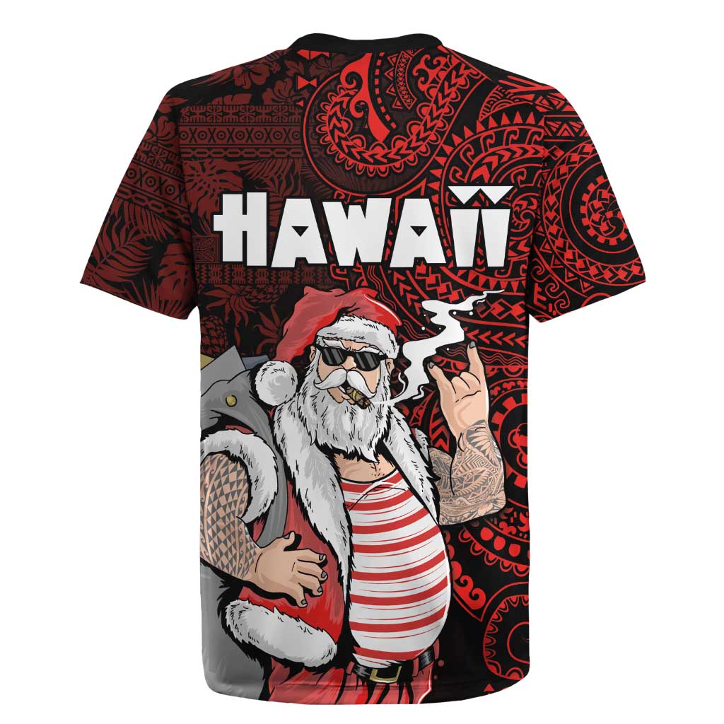 Hawaii Aloha Santa Claus Funny Polynesian Tattoo Rugby Jersey Red Color LT03 - Polynesian Pride