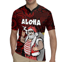 Hawaii Aloha Santa Claus Funny Polynesian Tattoo Rugby Jersey Red Color LT03 - Polynesian Pride