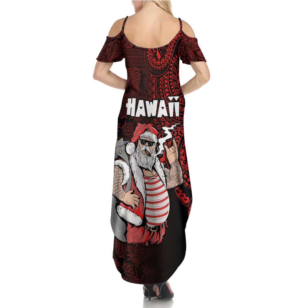Hawaii Aloha Santa Claus Funny Polynesian Tattoo Summer Maxi Dress Red Color LT03 - Polynesian Pride