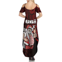 Hawaii Aloha Santa Claus Funny Polynesian Tattoo Summer Maxi Dress Red Color LT03 - Polynesian Pride