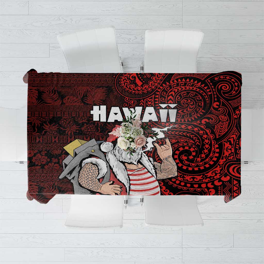 Hawaii Aloha Santa Claus Funny Polynesian Tattoo Tablecloth Red Color LT03 Red - Polynesian Pride