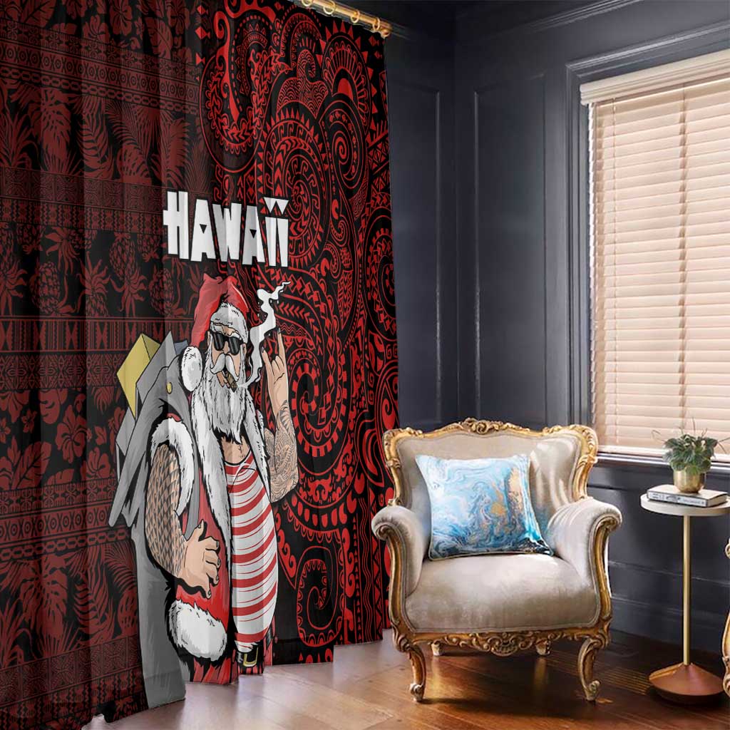 Hawaii Aloha Santa Claus Funny Polynesian Tattoo Window Curtain Red Color LT03 - Polynesian Pride