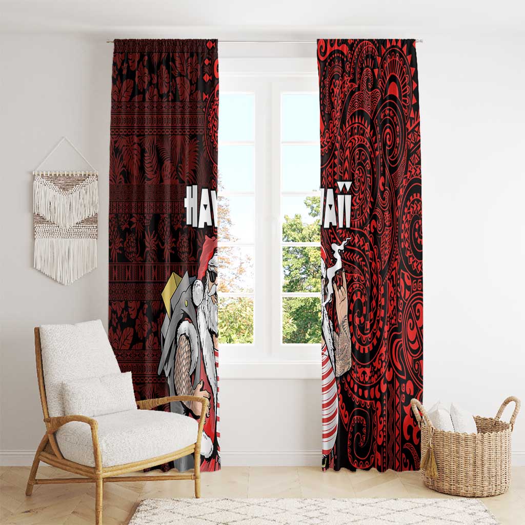 Hawaii Aloha Santa Claus Funny Polynesian Tattoo Window Curtain Red Color LT03 - Polynesian Pride