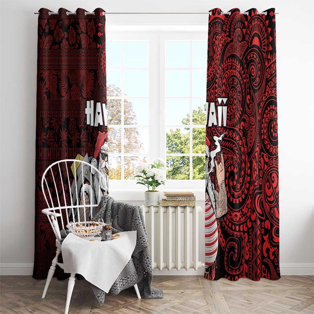 Hawaii Aloha Santa Claus Funny Polynesian Tattoo Window Curtain Red Color LT03 - Polynesian Pride