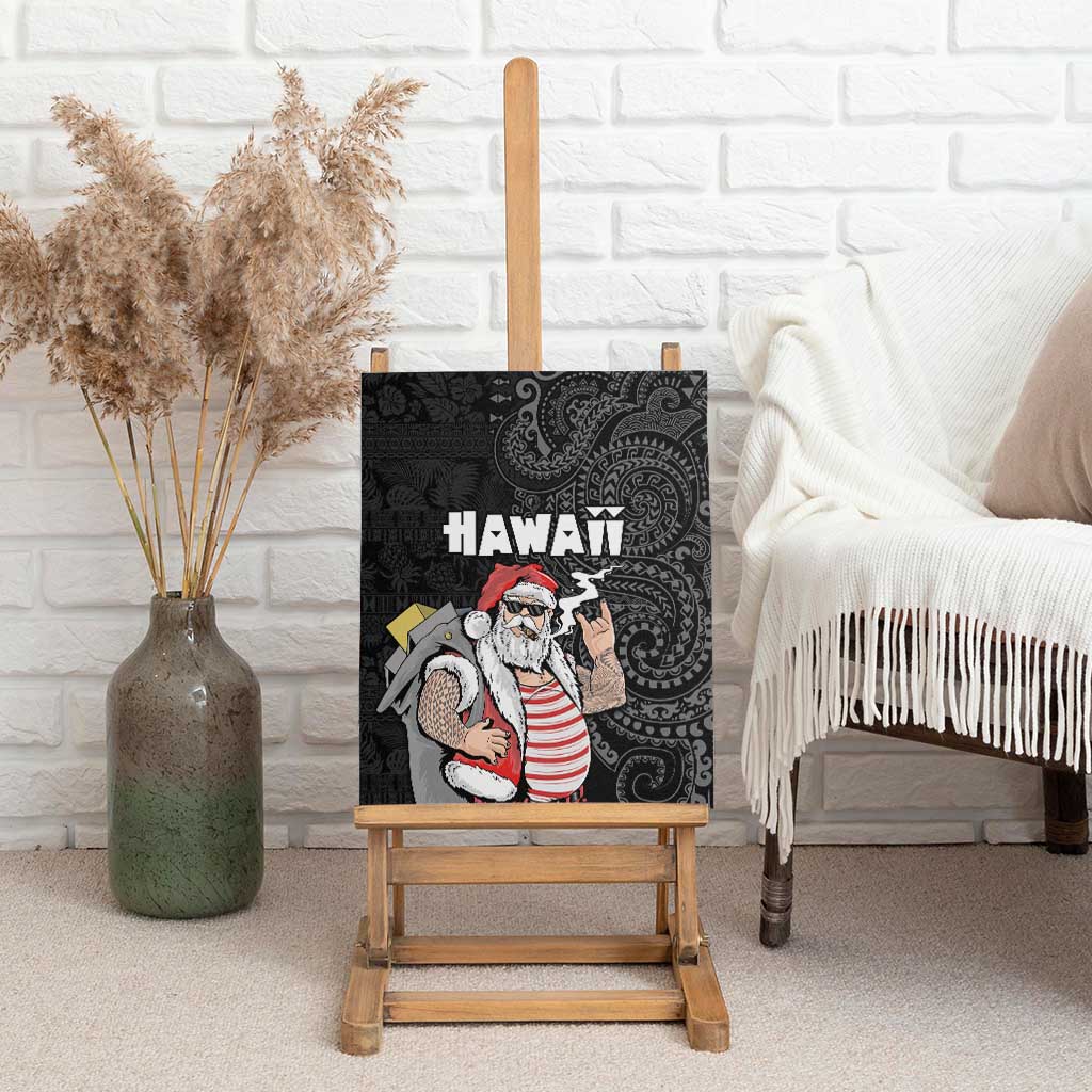 Hawaii Aloha Santa Claus Funny Polynesian Tattoo Canvas Wall Art Black Color LT03 - Polynesian Pride