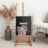 Hawaii Aloha Santa Claus Funny Polynesian Tattoo Canvas Wall Art Black Color LT03 - Polynesian Pride